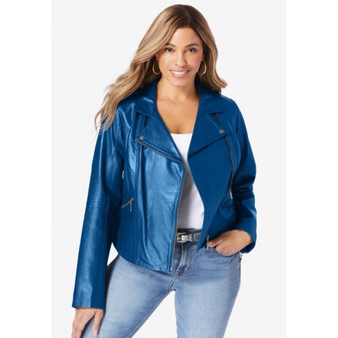 Plus size denim moto on sale jacket