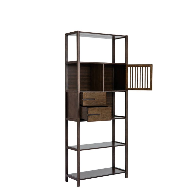 Selma Bamboo Bookcase Right Facing Spindle Cabinet - Boraam, 5 of 11
