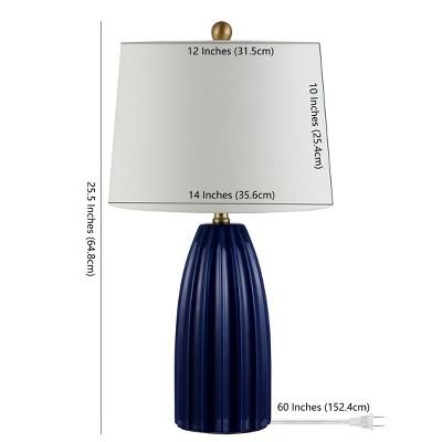 Kayden Navy Blue Ceramic Table Lamp with White Shade