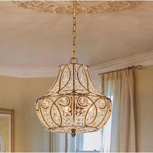LLHZSY 13" Antique Gold Gourd Beaded Pendant Chandelier,  4-Light Fixture for Foyer Hallway Dining Room Living Room - 1 of 4