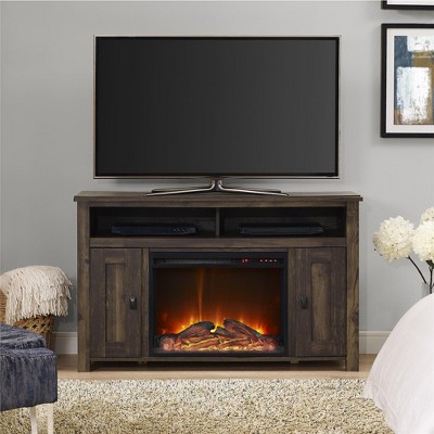 Rustic Brown Electric Fireplace TV Console with Cabinets