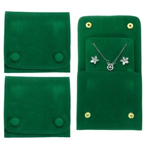 Unique Bargains Velvet Storage Ring Necklace Jewelry Pouches with Insert Pad 4" x 3.7" 3 Pcs - 1 of 4