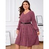 Coolmee Womens Plus Size Fall Long Sleeve Ribbed Knit Dresses Casual V Neck Knee Length Button Down Winter Sweater Dress with Belt - 4 of 4