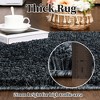 Modern Solid Area Rug Plush Fluffy Rug Thick Shag Rugs for Living Room Bedroom, 2'x8' Black - 4 of 4