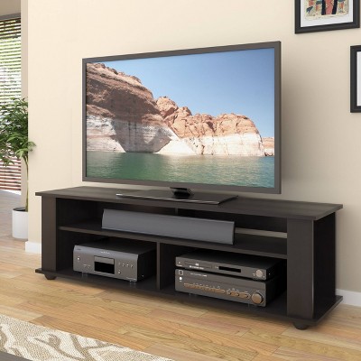 Ravenwood Black 62" Contemporary TV Stand with Open Shelving