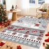 9'x12' Christmas Area Rug for Living Room, Washable Non Slip Snowman Snowflake Bedroom Rugs, Winter Holiday Home Decor Rug for Nursery Room, Gray - 3 of 4