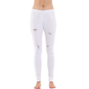 Just Love Denim Wash Ripped Jeggings for Women (White, Large) - 1 of 3