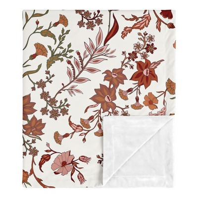 Image of Sweet Jojo Designs Girl Baby Security Blanket Boho Floral Wildflower Orange and Ivory