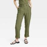 Women's High-Rise Slim Fit Effortless Pintuck Ankle Pants - A New Day™
