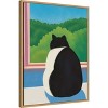 Amanti Art Fat Cat Looking out the Window by Little Dean Framed Canvas Wall Art - 2 of 4