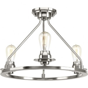 Progress Lighting, Debut Collection, 3-Light Semi-Flush Mount, Brushed Nickel, Clear or Frosted Seeded Shades - 1 of 4