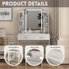 Makeup Vanity with LED Lighted Mirror, Vanity Desk with 3 Adjustable Lights, White Vanity with Storage Stool for Bedroom - 4 of 4