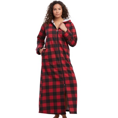 Dreams & Co. Long Hooded Fleece Sweatshirt Robe