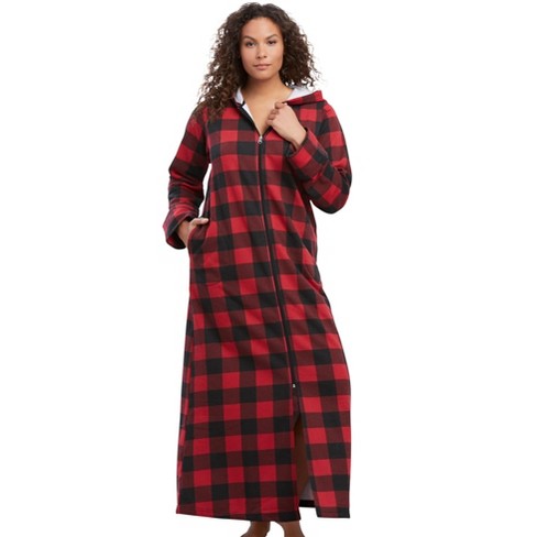 Dreams & Co. Women's Plus Size Long Hooded Fleece Sweatshirt Robe