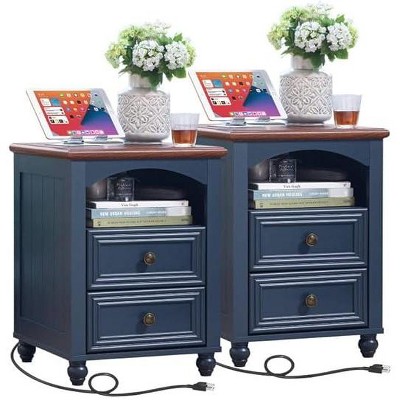 Gericco 18" Farmhouse Night Stand, Wood Nightstand, Bedside End Table with Shelf Storage, Bed Side Tables Cabinet Dresser for Bedroom