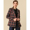 INSPIRE CHIC Women's Casual Fit Notched Lapel Double Breasted Plaid Formal Blazer - 2 of 4