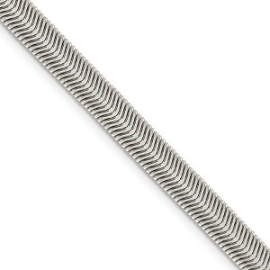 Black Bow Jewelry 6.25mm, Sterling Silver Solid Flat Oval Snake Chain Necklace - 1 of 4