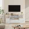 63" TV Stand for TVs up to 72" - Farmhouse Wave Design Entertainment Center with 2 Glass Door Cabinets & Open Shelves, Media Console for Living Room - 2 of 4