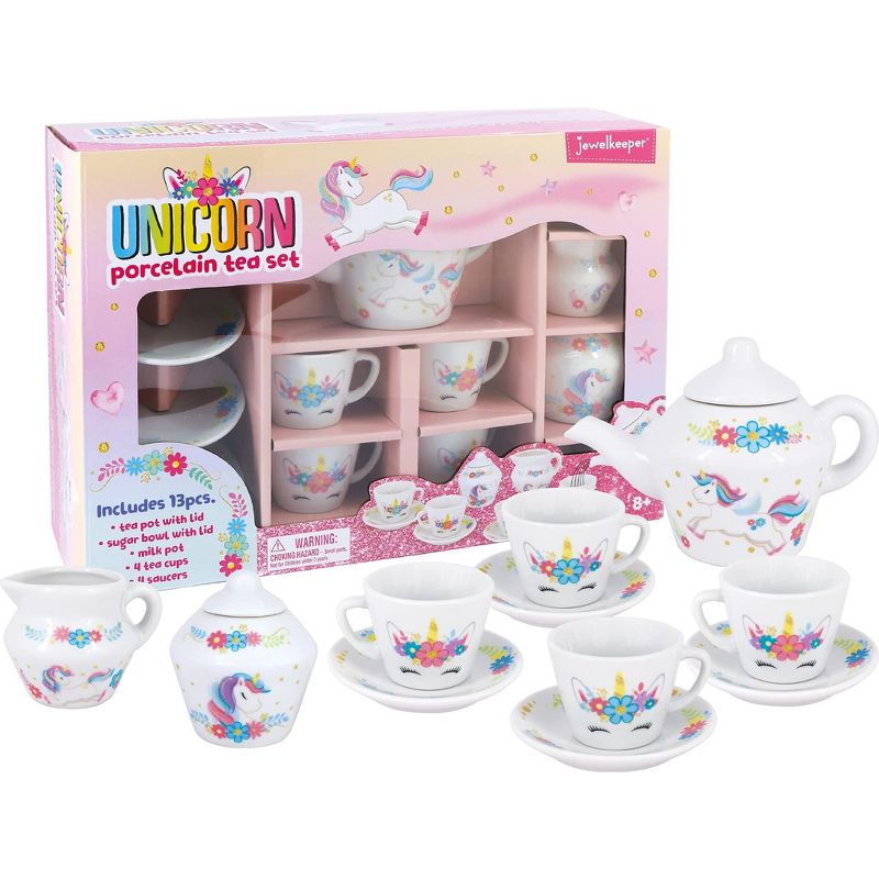 Jewelkeeper Porcelain Tea Party Set for Little Girls - Pink - 13 Pieces, 1 of 4