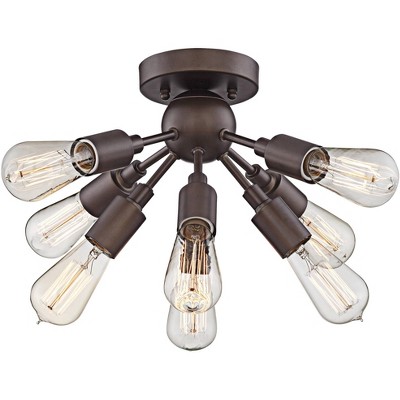 Possini Euro Design Modern Ceiling Light Semi Flush Mount Fixture LED Oiled Bronze 20 3/4" Wide Sputnik Style for Bedroom Kitchen