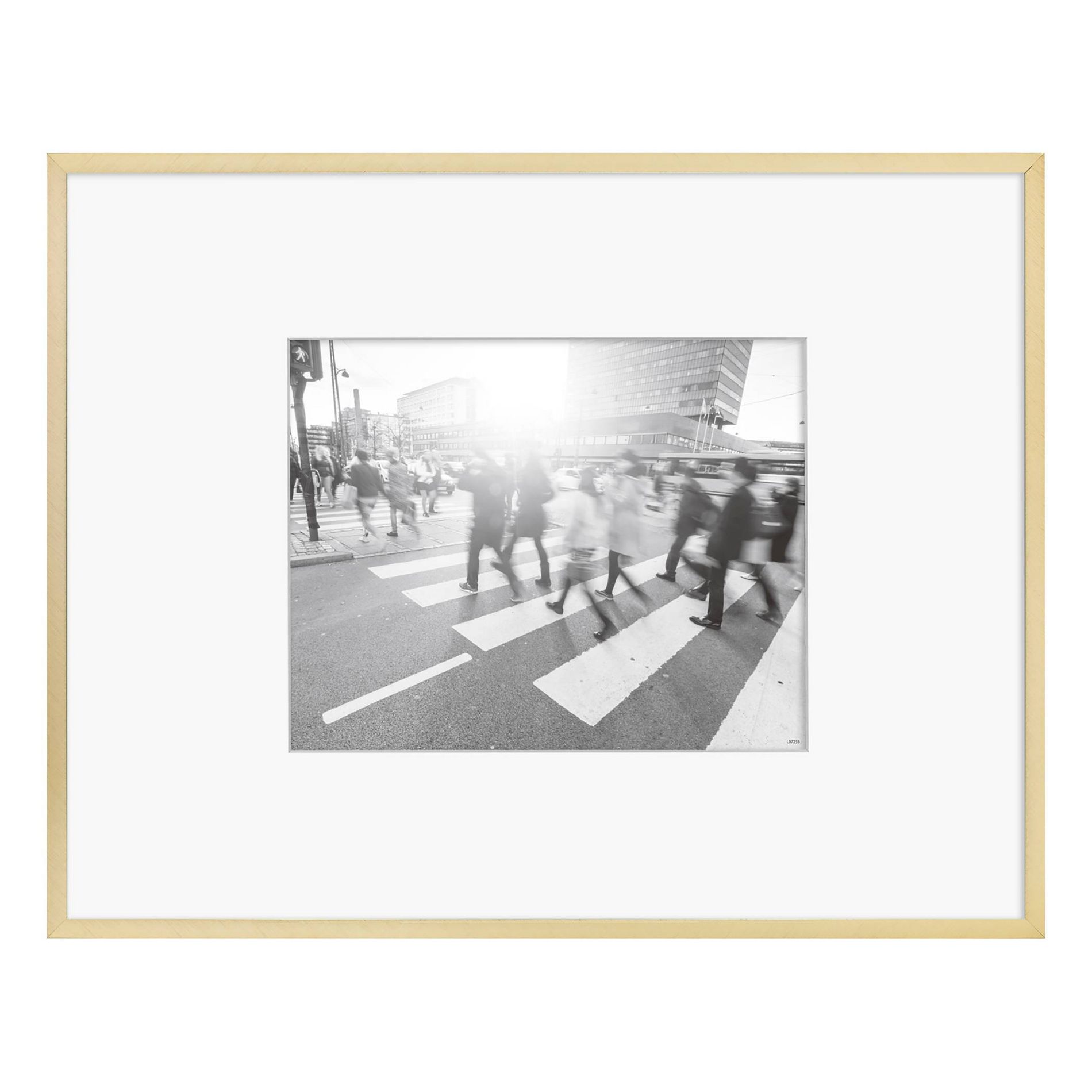 18.4" x 14.4" Matted to 8" x 10" Thin Metal Gallery Frame Brass - Threshold™: Aluminum Wall Mount, Glass Glazing