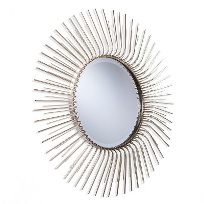 32.5" x 32.5" Trella Round Sunburst Decorative Wall Mirror Gold - Aiden Lane