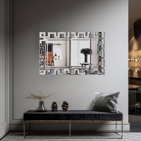 Lovmor Large Wall-mounted Silver Decorative Rectangular Wall Mirror For ...