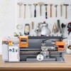 VEVOR Benchtop Metal Lathe, 7'' x 13.78'', offers precise metalworking with a 0-2200 RPM variable speed, powered by a 500W brush motor, Grey - 2 of 4