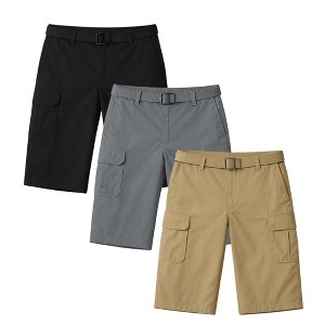 Mens 3 Pack Cargo Shorts With Adjustable Belt - 1 of 4
