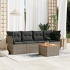 vidaXL Patio Sofa Set with Cushions Outdoor Furniture 5 Piece Poly Rattan - Gray - 2 of 4
