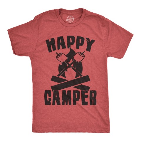 Мужские футболки Crazy Dog T-Shirts, Inc. Mens Happy Camper Shirt Funny Camping Cool Hiking Graphic Vintage Tee 80s Saying - Crazy Dog Men's T Shirt For Campers Red XL