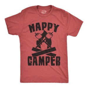 Mens Happy Camper Shirt Funny Camping Cool Hiking Graphic Vintage Tee 80s Saying - Crazy Dog Men's T Shirt - 1 of 4