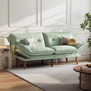 70" Chenille Futon, Convertible Loveseat Sleeper Sofa with Adjustable Backrest and Armrest for Small Spaces and Living Rooms - 1 of 4