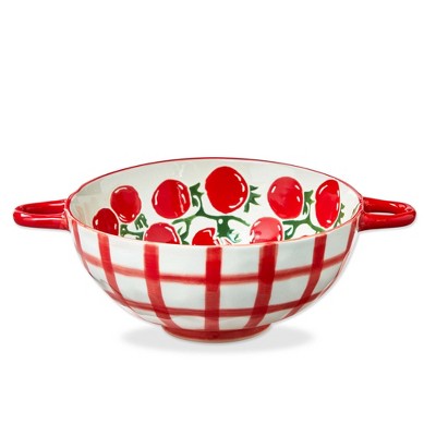 tag Garden Tomato Berry Strainer Hand Painted Stoneware Dishwasher Safe, 3.0" H x 8.9" L x 6.5" W