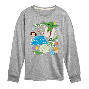 Boys' - Star Wars - Yoda Stickers Long Sleeve Graphic T-Shirt - 1 of 4