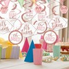 Big Dot of Happiness It's Twin Girls - Pink and Rose Gold Twins Baby Shower Hanging Decor - Party Decoration Swirls - Set of 40 - 2 of 4