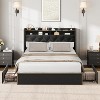 Upholstered Storage Bed with Tufted Headboard - Velvet Platform Bed, 4 Built-in Drawers, No Box Spring Needed, Nailhead Trim - 4 of 4