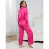 Coolmee Womens Satin Silky Pajama Set 2 Piece Soft Loungewear Button Down Sleepwear with Elastic Waist Long Pants - 4 of 4