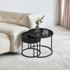 Set of 2 Nesting Round Coffee Tables with Hidden Storage, Modern Side Tables with Adjustable Feet for Living Room, Office - 4 of 4
