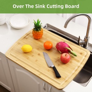 Extra Large Cutting Board for Kitchen, Wooden Chopping Block With Juice Grooves, Thick Butcher Block, Cheese Charcuterie Board - 1 of 4