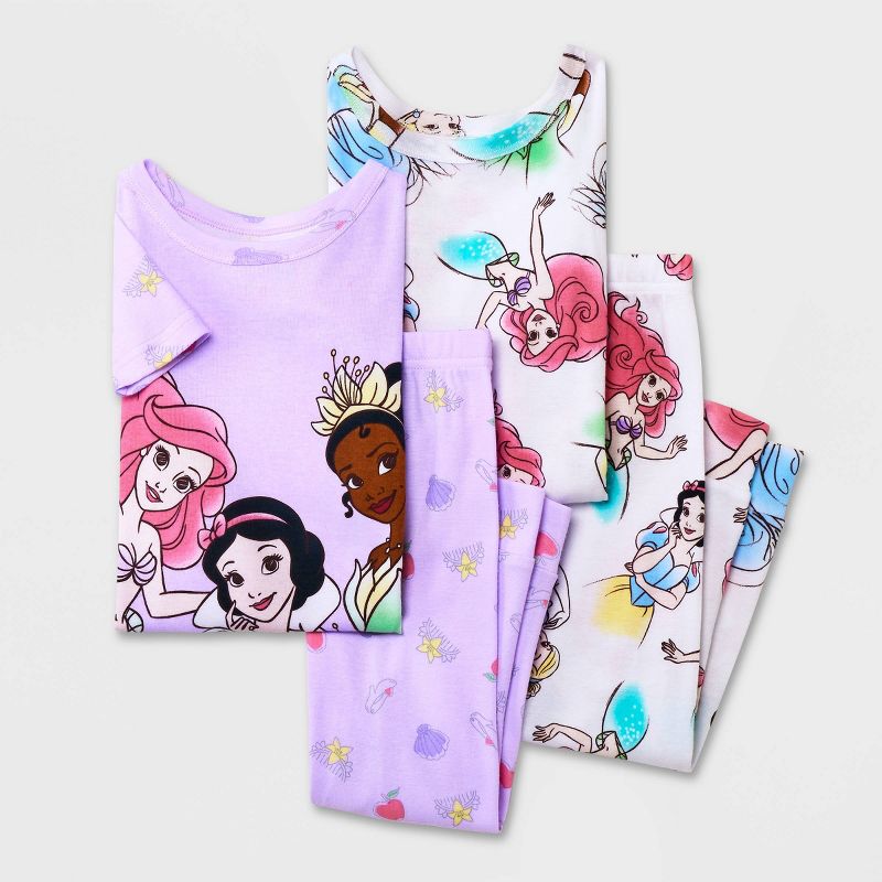 Toddler Girls' 4pc Snug Fit Disney Princess Pajama Set - Purple, 1 of 5