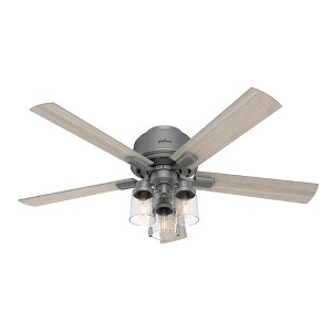 Hunter Fans 52" Hartland Lighted Ceiling Fan Matte Silver Finish with 5 Light Gray Oak Blades and Integrated LED Light Kit - 1 of 1