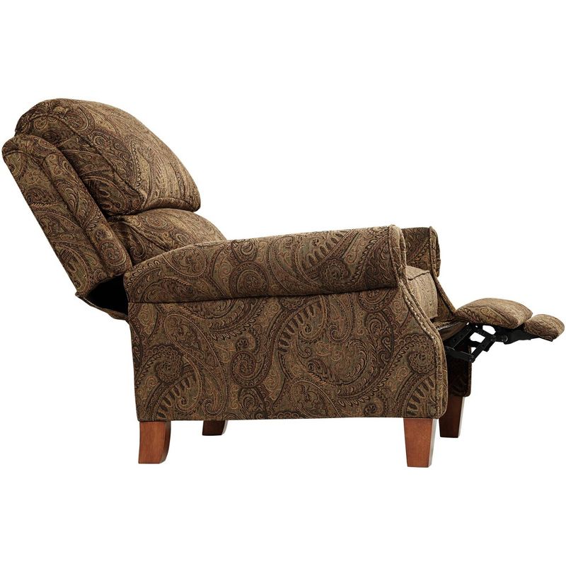 Kensington Hill Beaumont Warm Brown Paisley Patterned Fabric Recliner Chair Comfortable Push Manual Reclining Footrest for Bedroom Living Room Reading, 5 of 10