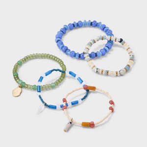 Semi Precious Jasper Beaded Medallion Bracelet Set 5pc - Universal Thread™ - 1 of 4