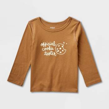 Toddler Kids' Adaptive Long Sleeve 'Cookie Tester' Graphic T-Shirt - Cat & Jack™ Light Brown