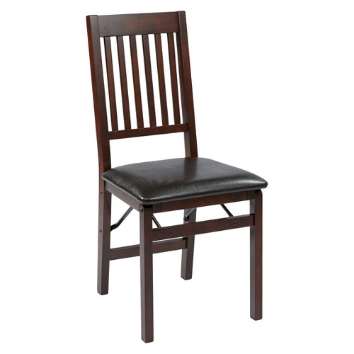 Set of 2 Hacienda Folding Faux Leather Dining Chair Brown - OSP Home Furnishings