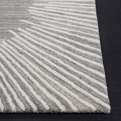 Grey and Ivory Tufted Wool Rectangular Area Rug