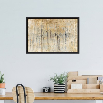 Seasons End Gold Abstract Framed Canvas Wall Art