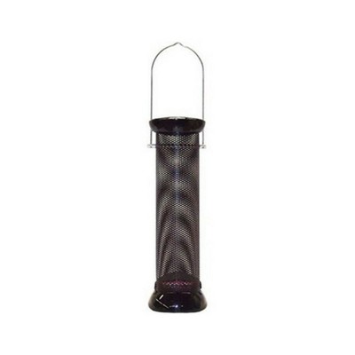 Black Powder-Coated Metal Tube Hanging Bird Feeder, 12"