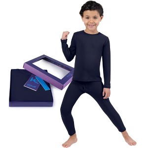 Kickoff Thermal Underwear for Kids Thermals Top and Bottom Set Boys Thermal Underwear Set Kids Long Underwear Base Layer Kids Pajamas - 1 of 4